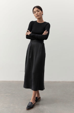 Naomi Silk Slip - Black