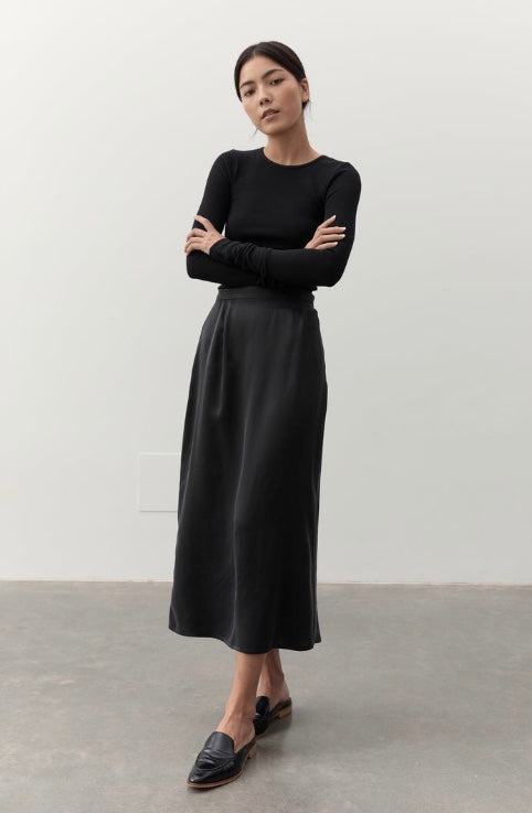 Naomi Silk Slip - Black