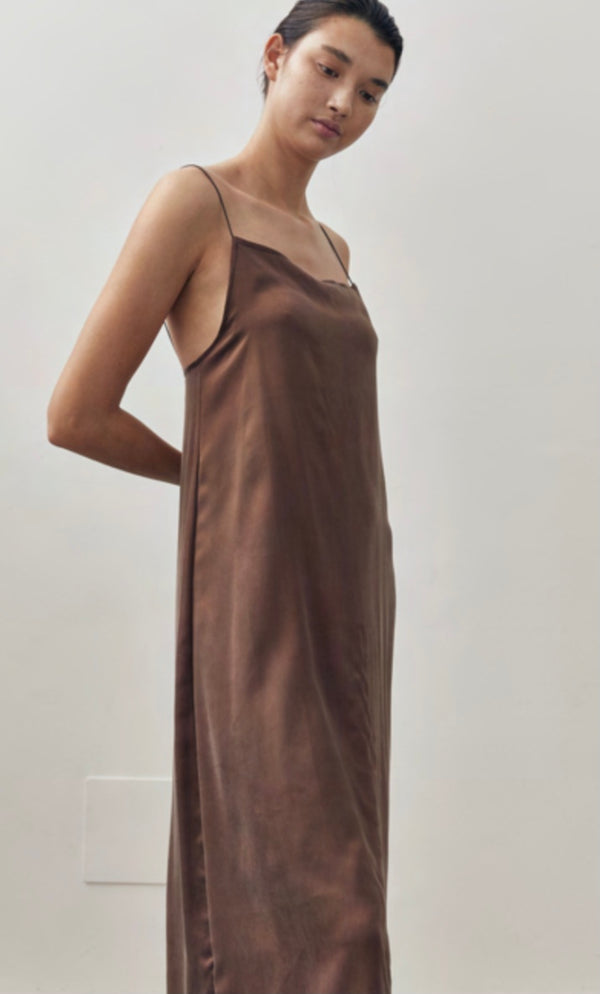 Penelope Silk Dress - Chocolate