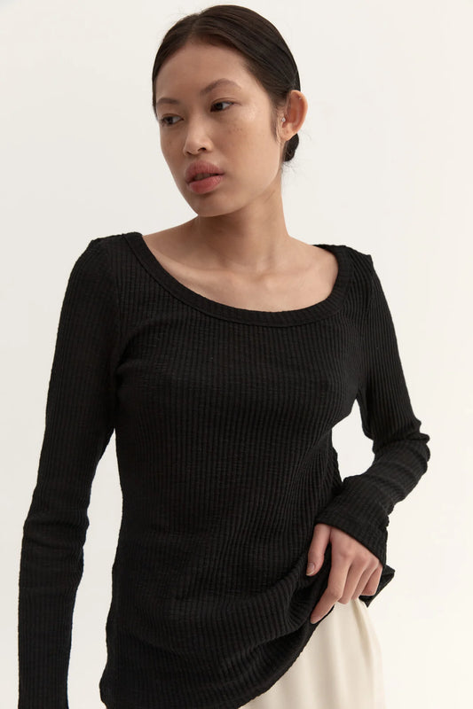 Tove Knit Long Sleeve Top - Black