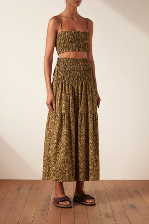 Lilou Shirred Maxi Skirt