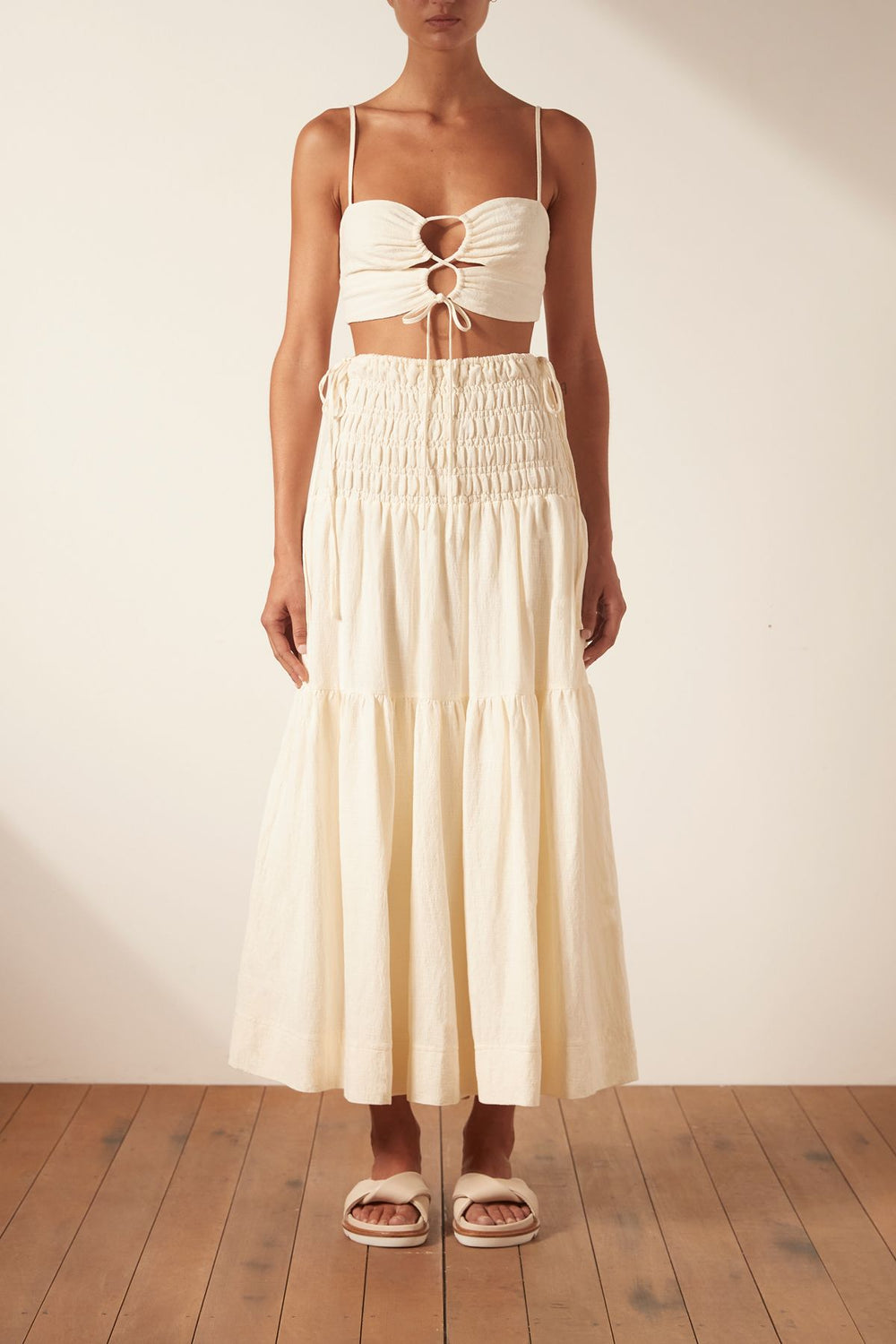 Brigitte Shirred Maxi Skirt